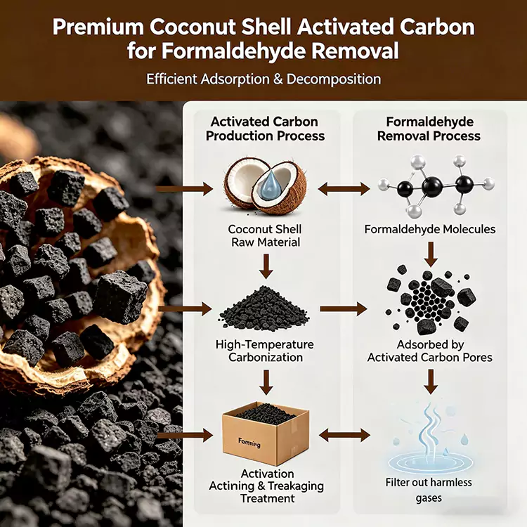 Odstraňovanie formaldehydu z kokosových škrupín Carbon